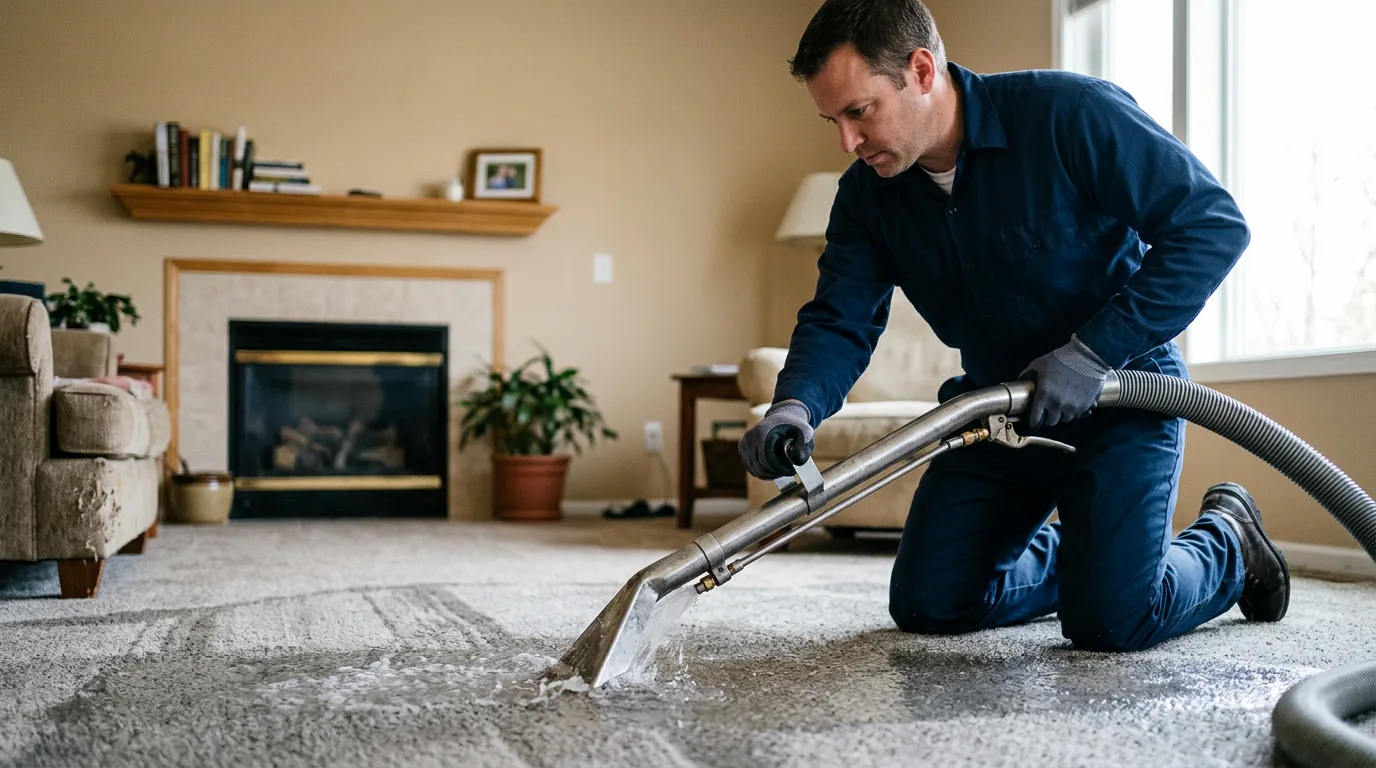 Water damage restoration technician working near Tussy, OK